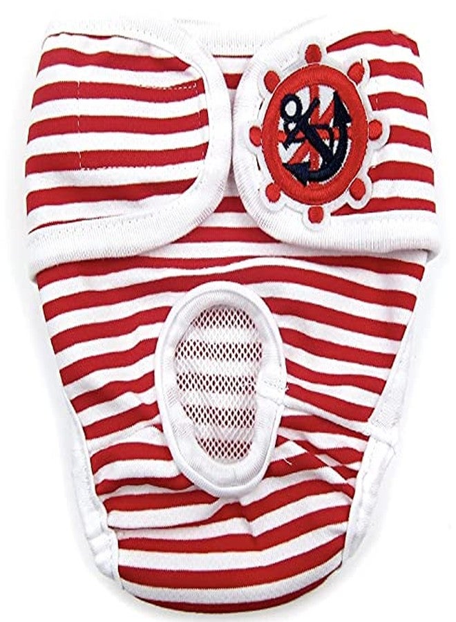 PETANGEL Reusable Pet Cotton Physiological Pant| Red Stripes Pattern Washable Pet Diaper| Adjustable Menstruation Pant for Female Dog Diapers (Size: XL, Waist: 45cm - 55 cm) - Image 1